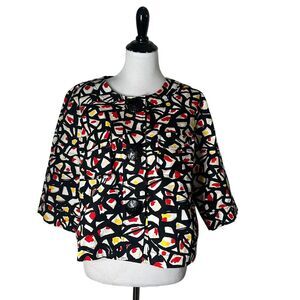 Rudy Rd Maximalist Statement Piece Blazer Womens 14 Artsy Geometric Print Jacket